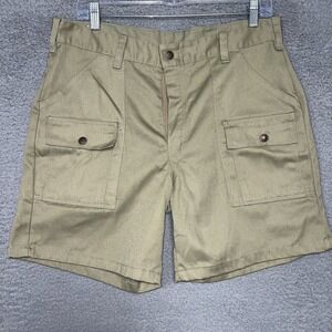 VTG Camo Gear Shorts Women's 34 x 5.5 Tan Cargo Hi-Rise Military Made in USA 80s